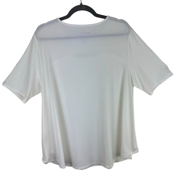 Chico's Classic Key Hole White Short Sleeve Lightweight Stretch T-Shirt Size XL - Picture 2 of 6